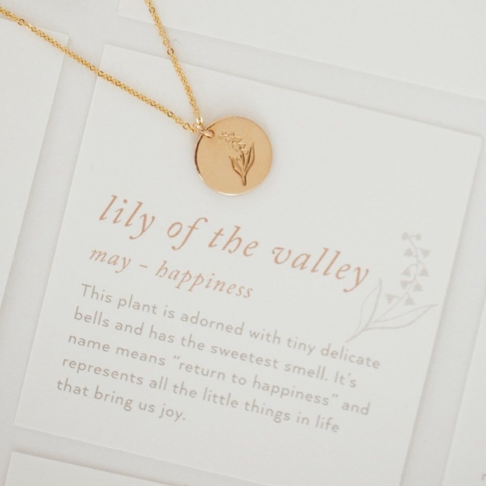 NEW May Lily of the Valley Birth Flower Necklace - Picture 2 of 14
